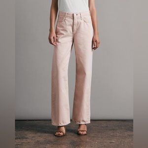 Rag & Bone Women’s Logan Mid-Rise Wide Leg Blush Relaxed Fit Light Pink Jean 24